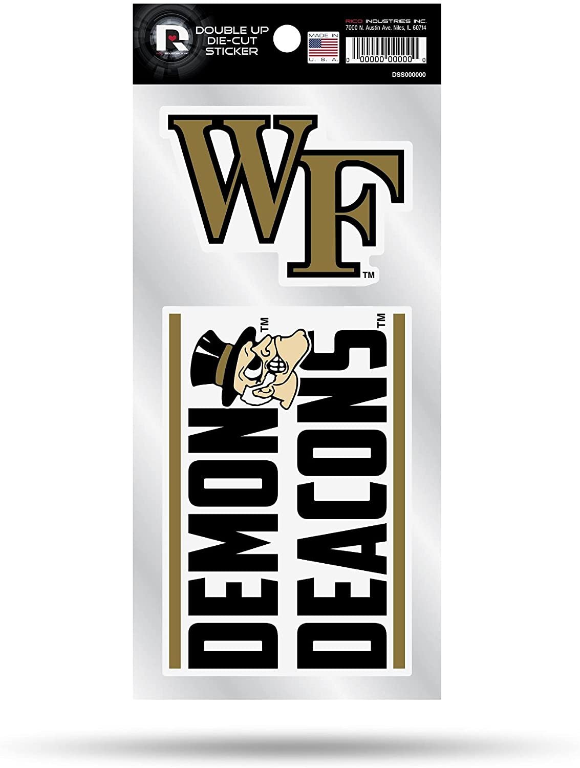 Wake Forest University Demon Deacons Double UP 2-Pack Decal Sheet Slogan Sticker 3 Inch Decals Auto Home