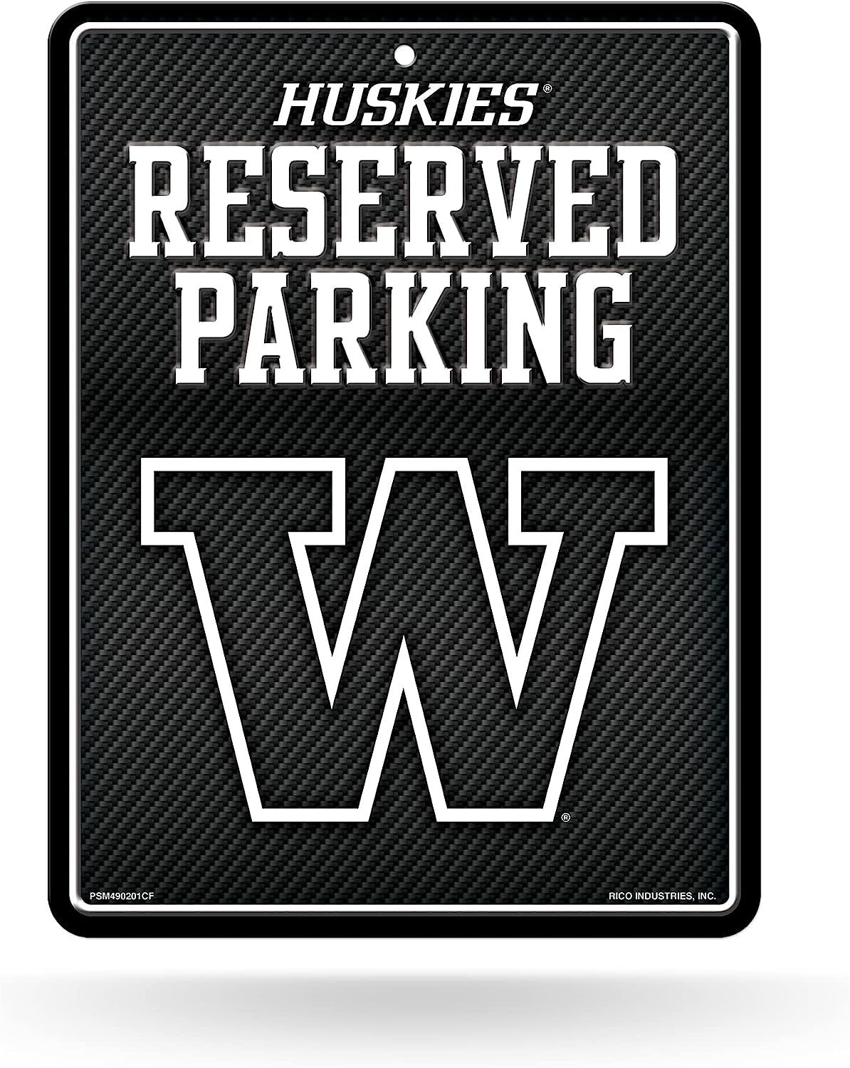 University of Washington Huskies Metal Parking Novelty Wall Sign 8.5 x 11 Inch Carbon Fiber Design