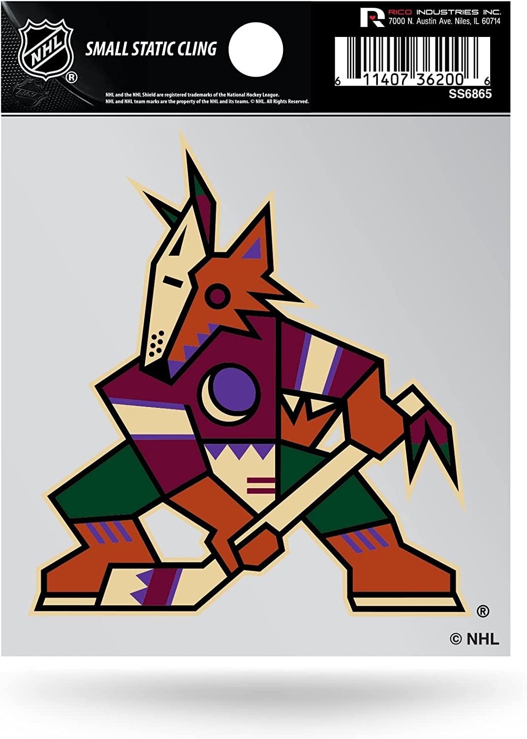 Arizona Coyotes Kachina Logo 3 Inch Static Cling Decal Sticker Clear Backing Auto Home