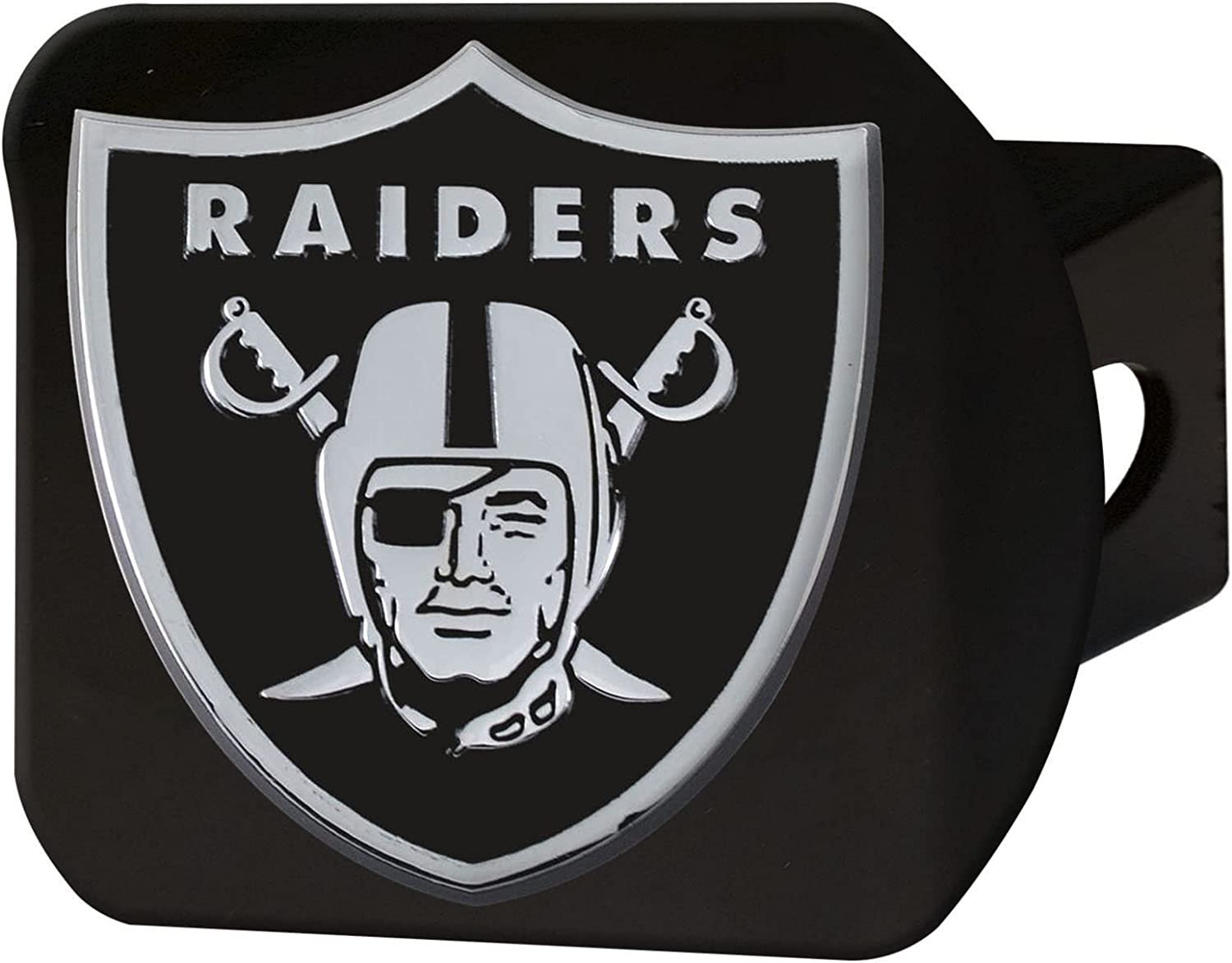 Las Vegas Raiders Solid Metal Hitch Cover, Black, 2" Square Type III Hitch Cover