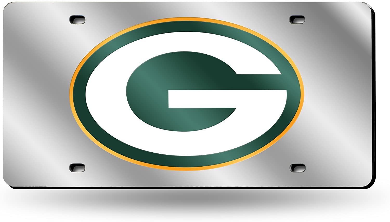 Green Bay Packers Premium Laser Cut Tag License Plate, Mirrored Acrylic Inlaid, 12x6 Inch