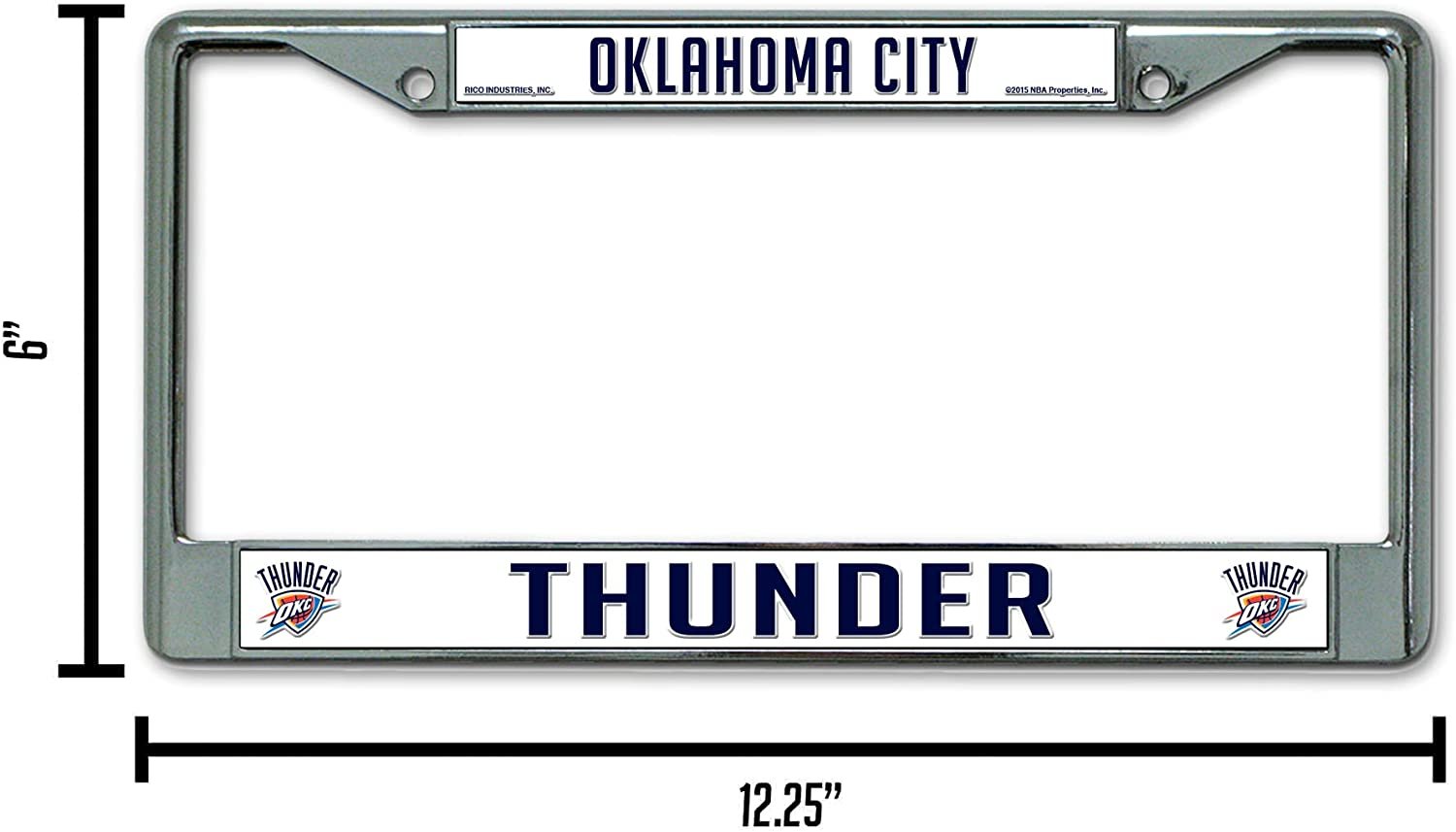 Oklahoma City Thunder Metal License Plate Frame Chrome Tag Cover 6x12 Inch