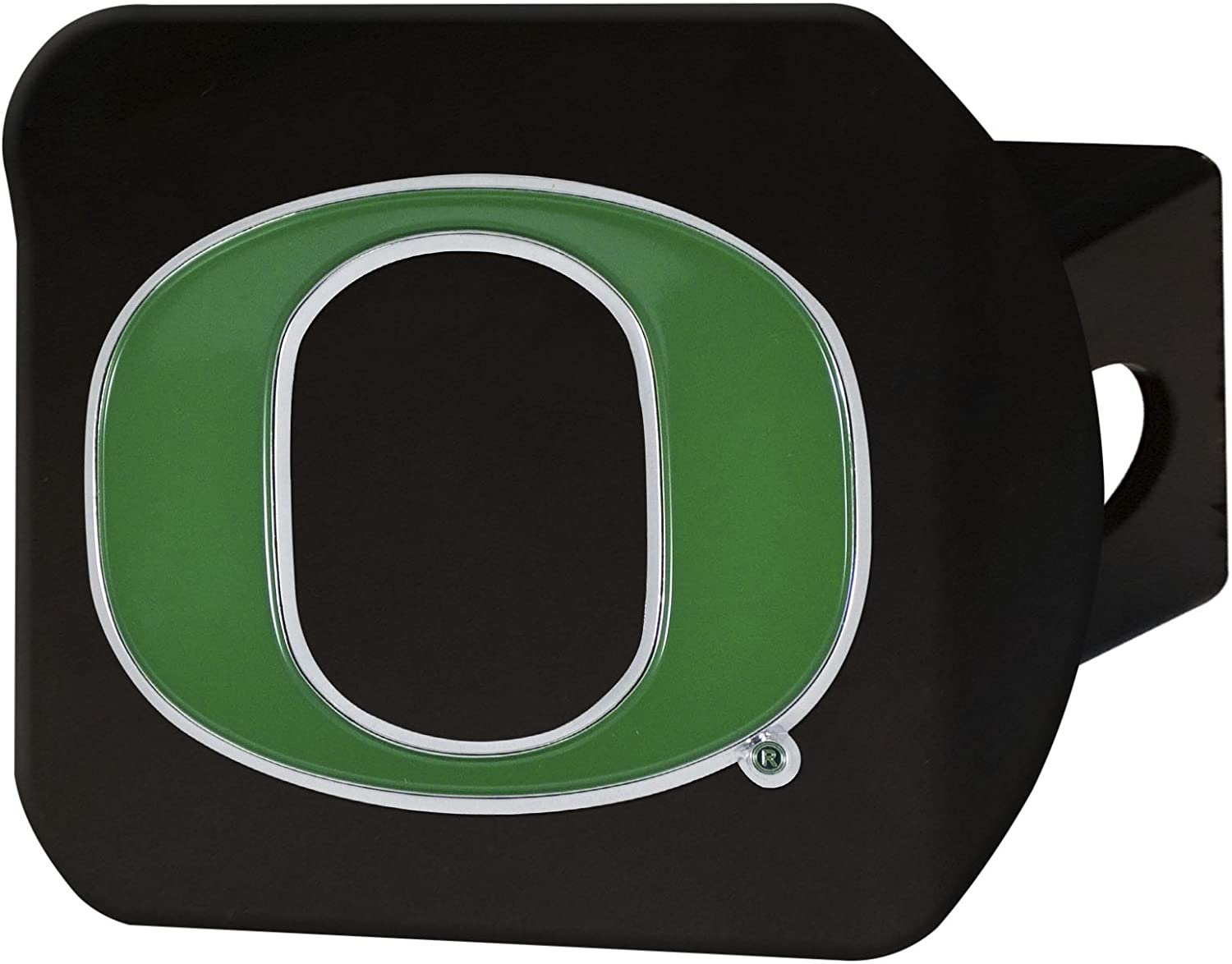 Oregon Ducks Solid Metal Black Hitch Cover with Color Metal Emblem 2 Inch Square Type III University of