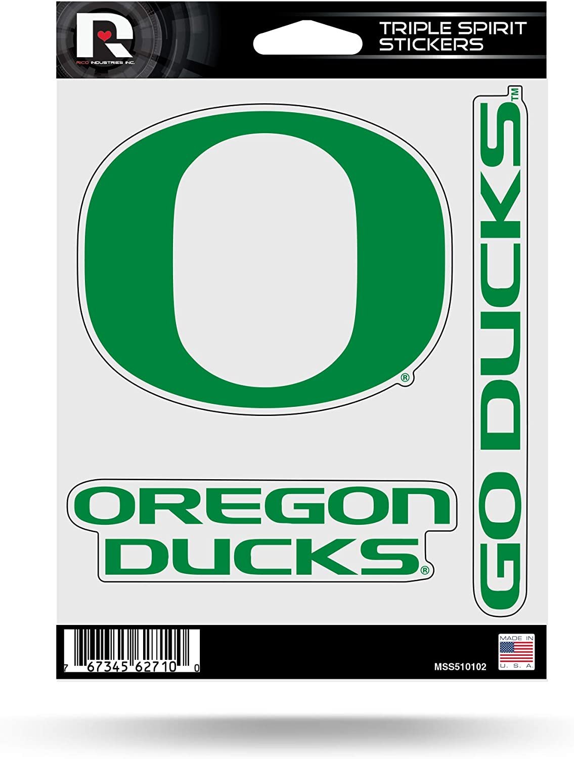 University of Oregon Ducks 3 Piece Decal Sheet Triple Sticker