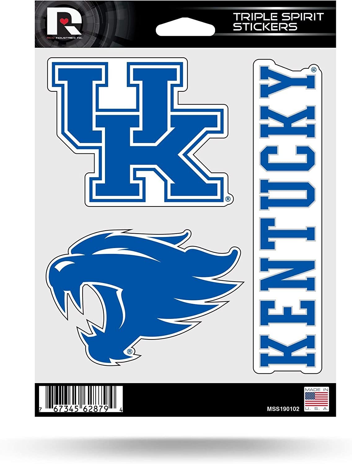 University of Kentucky Wildcats Sticker Decal Sheet 3-Piece Die Cut 5x7 Inch