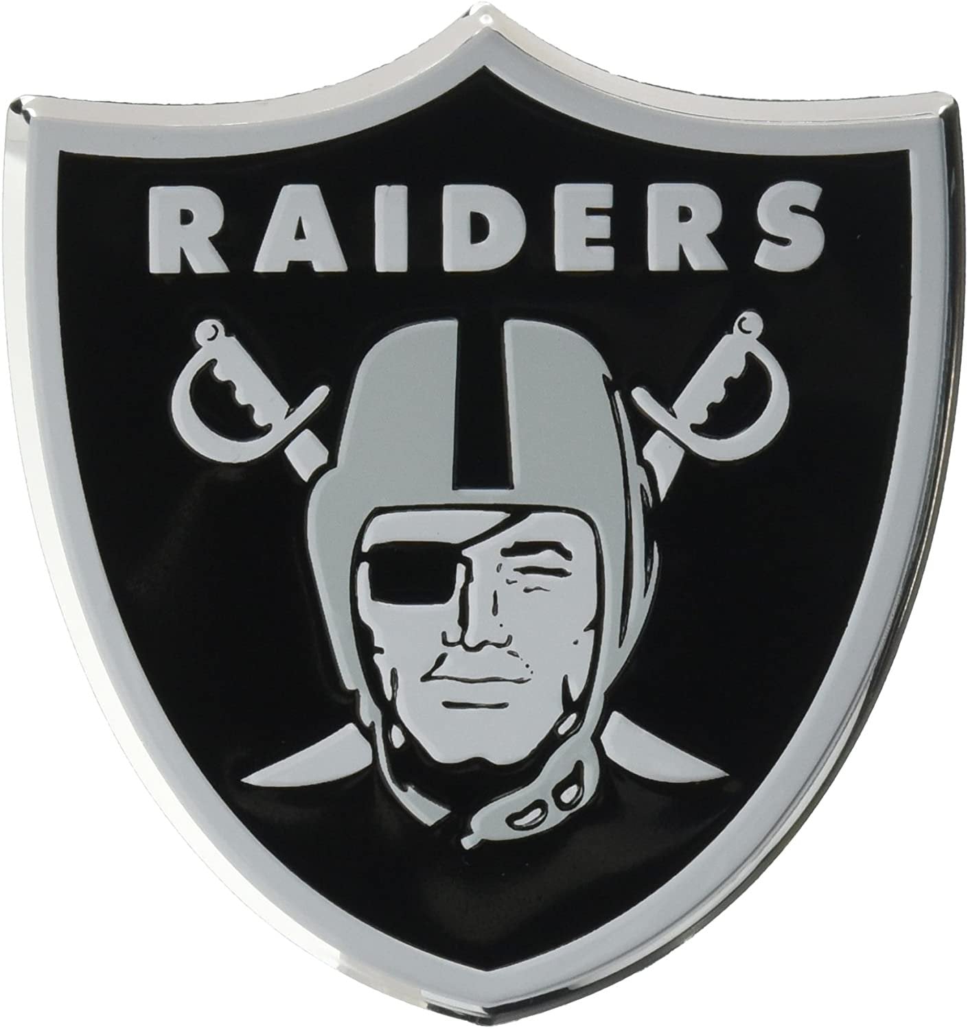 Las Vegas Raiders Auto Emblem, Aluminum Metal, Embossed Team Color, Raised Decal Sticker, Full Adhesive Backing