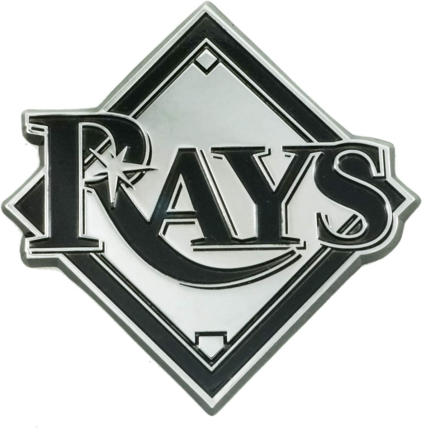 Tampa Bay Rays Premium Solid Metal Raised Auto Emblem, Shape Cut, Adhesive Backing