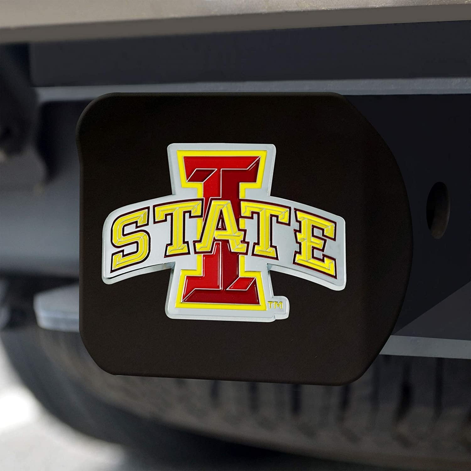 Iowa State Cyclones Hitch Cover Black Solid Metal with Raised Color Metal Emblem 2" Square Type III University