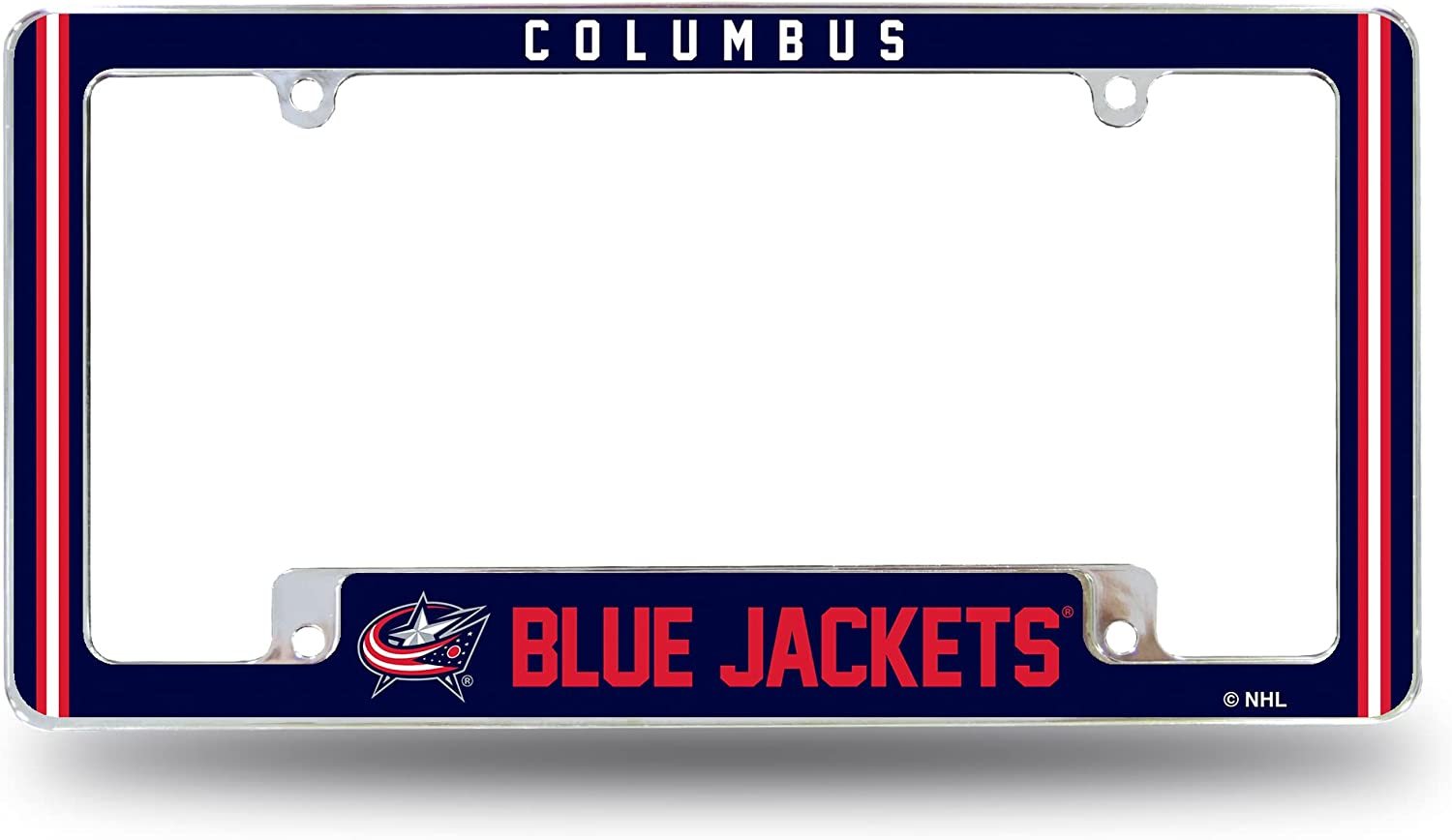 Columbus Blue Jackets Metal License Plate Frame Chrome Tag Cover Alternate Design 6x12 Inch