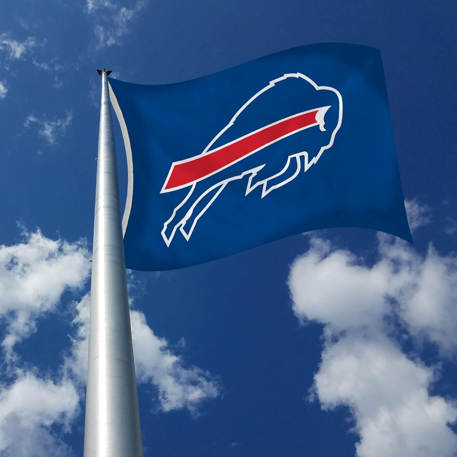 Buffalo Bills 3x5 Foot Flag Banner, Metal Grommets, Indoor or Outdoor Use, Single Sided, Blue Background