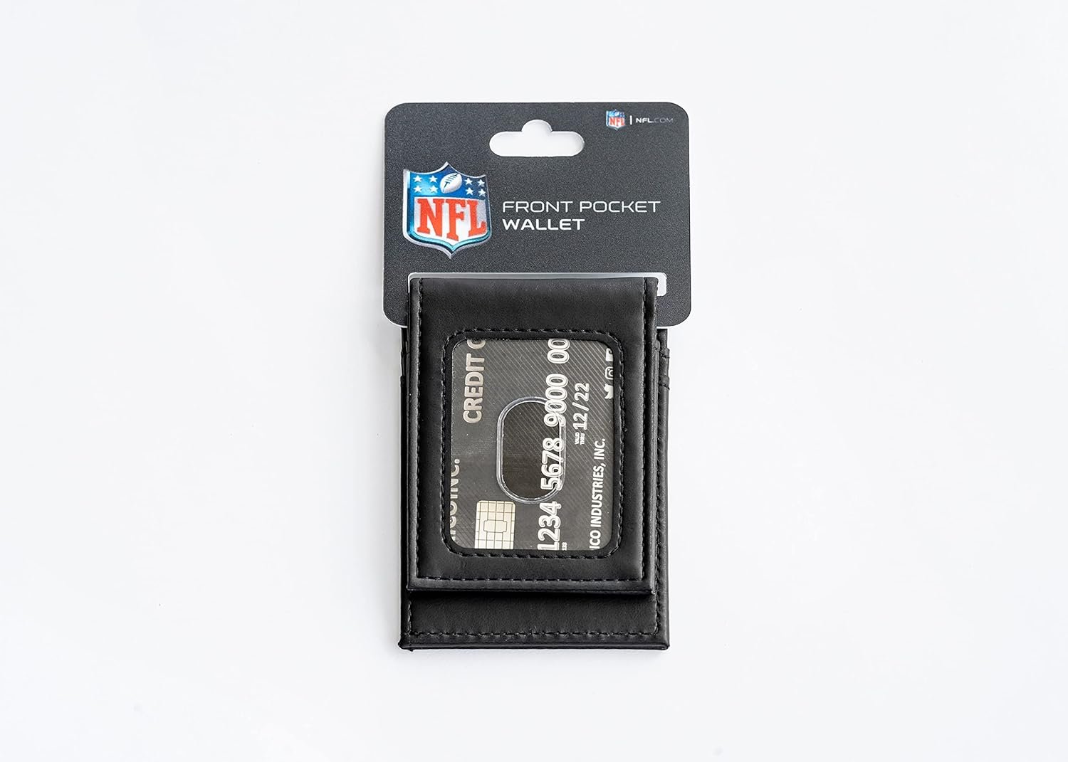 Baltimore Ravens Premium Black Leather Wallet, Front Pocket Magnetic Money Clip, Laser Engraved, Vegan