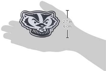 University of Wisconsin Badgers Silver Chrome Color Auto Emblem, Raised Molded Plastic, 3.5 Inch, Adhesive Tape Backing