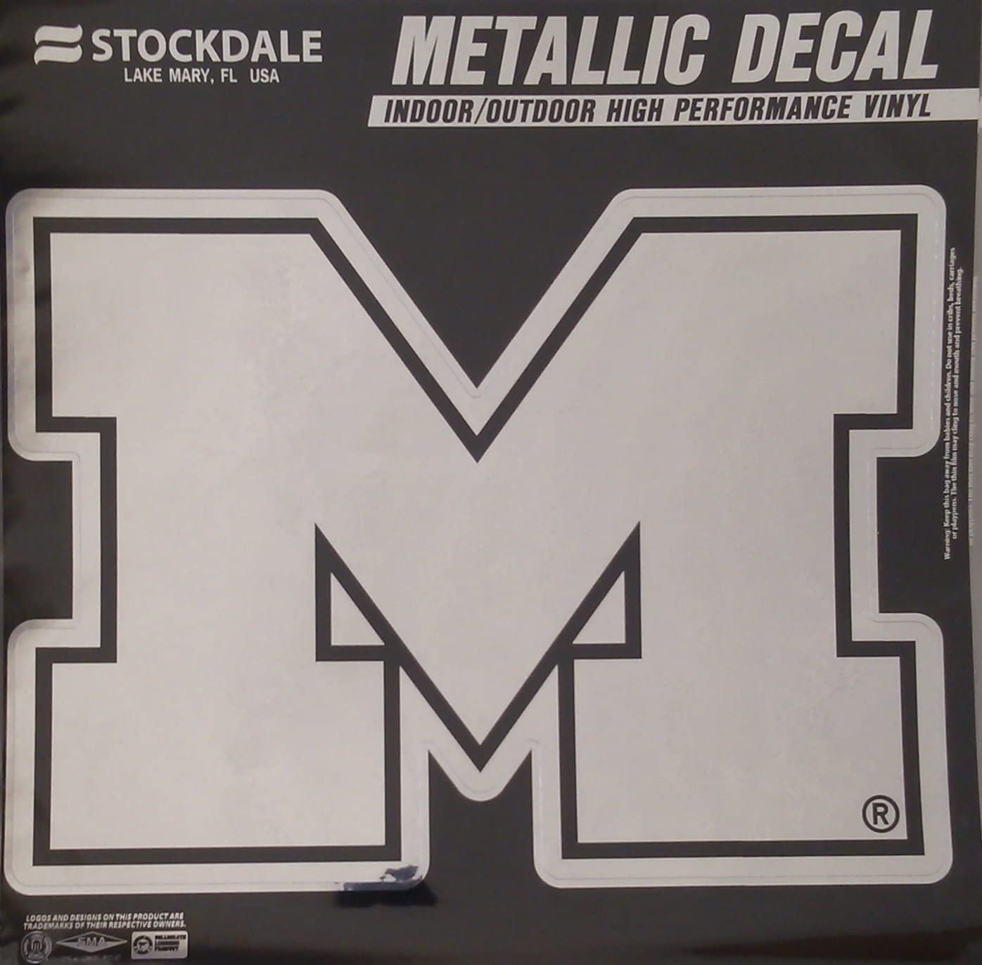 University of Michigan Wolverines 12 Inch Decal Sticker, Metallic Chrome Shimmer Design