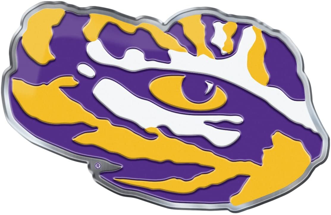 Louisiana State University LSU Tigers Premium Aluminum Metal Raised Auto Emblem, Alternate Logo, Color Embossed, Full Adhesive Backing