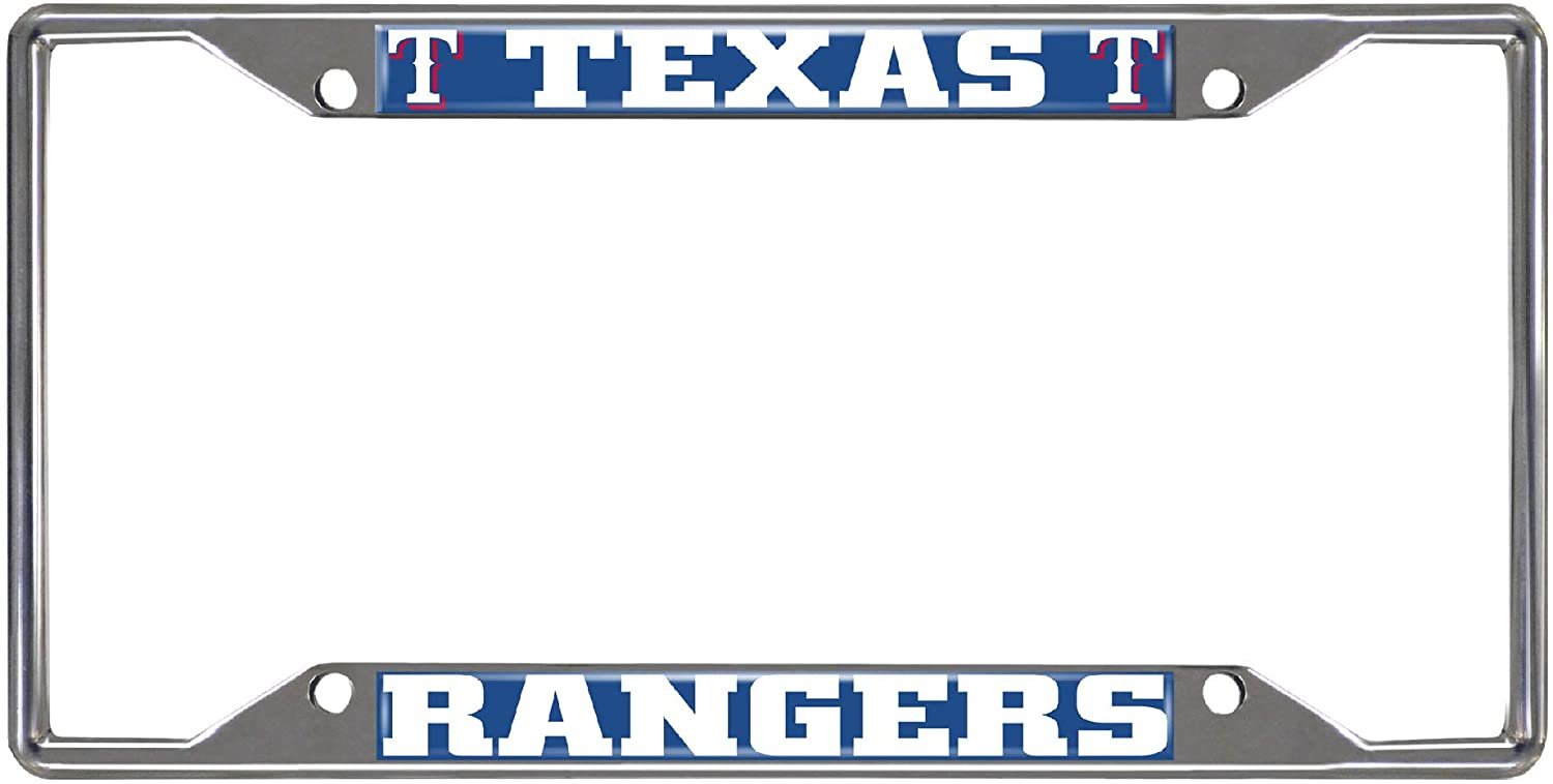 Texas Rangers Metal License Plate Frame Chrome Tag Cover, 12x6 Inch