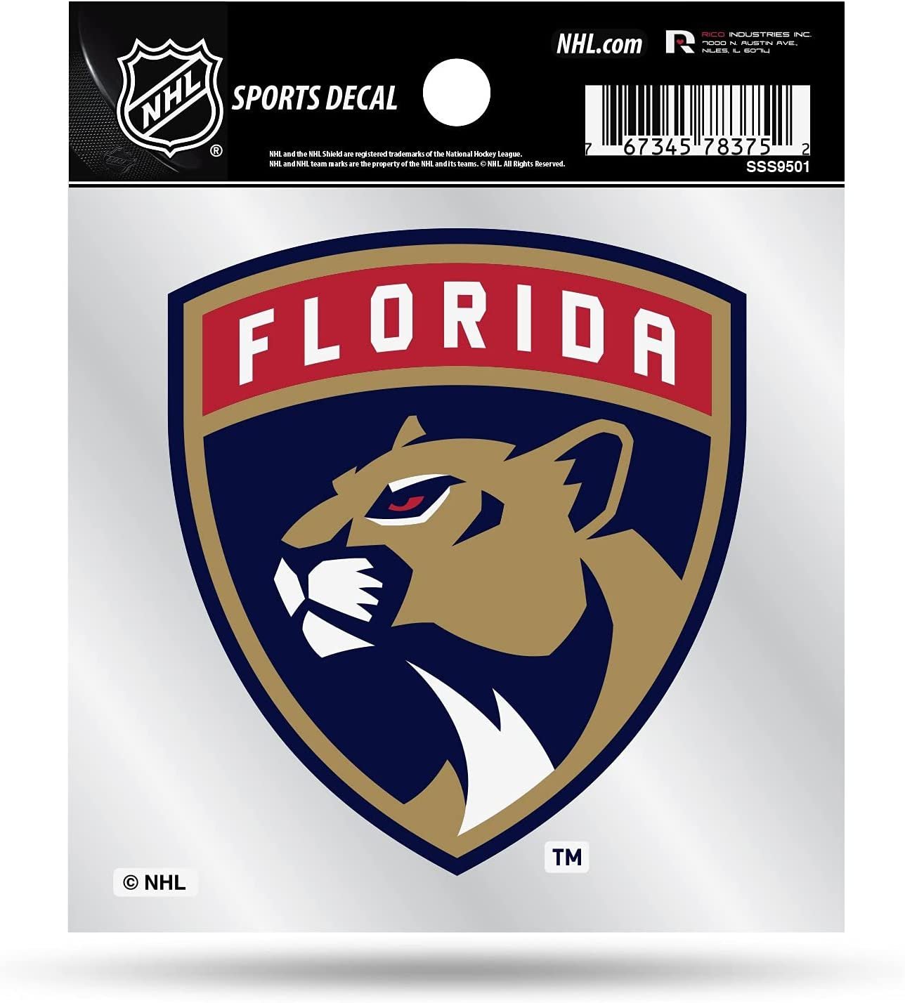 Florida Panthers 4x4 Inch Die Cut Decal Sticker, Primary Logo, Clear Backing