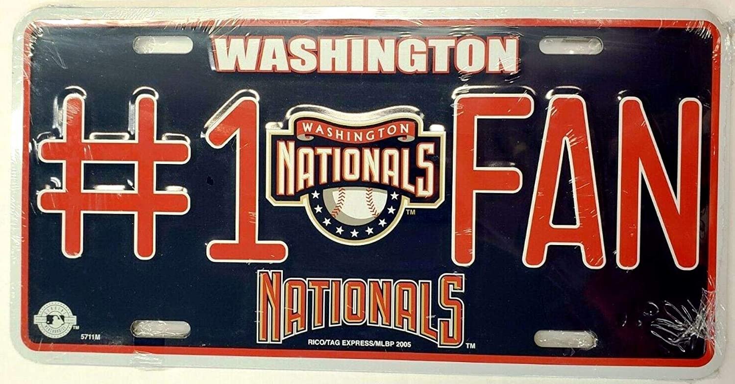 Washington Nationals Metal Auto Tag License Plate, #1 Fan Retro Design, 6x12 Inch