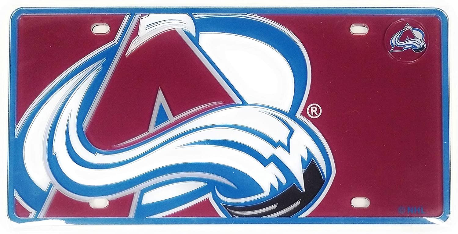 Colorado Avalanche Premium Laser Cut Tag License Plate, Mega Logo, Mirrored Acrylic Inlaid, 12x6 Inch