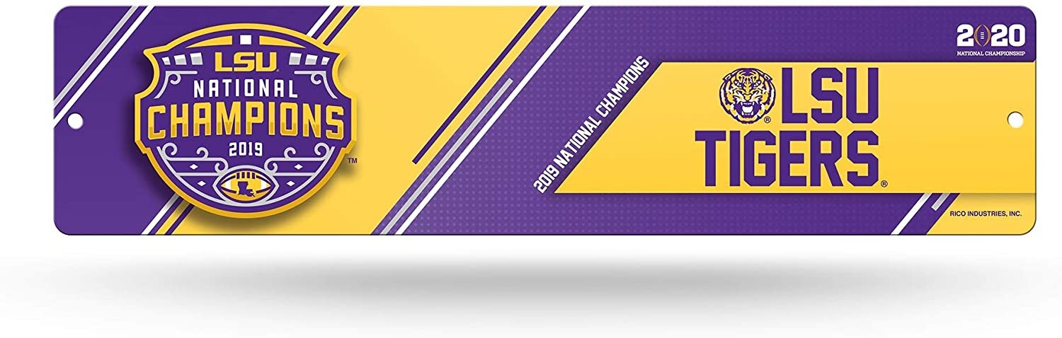 Louisiana State University LSU Tigers 2019 Champions Plastic Street Sign, 16x4 Inch, Home/Office/Bedroom Décor