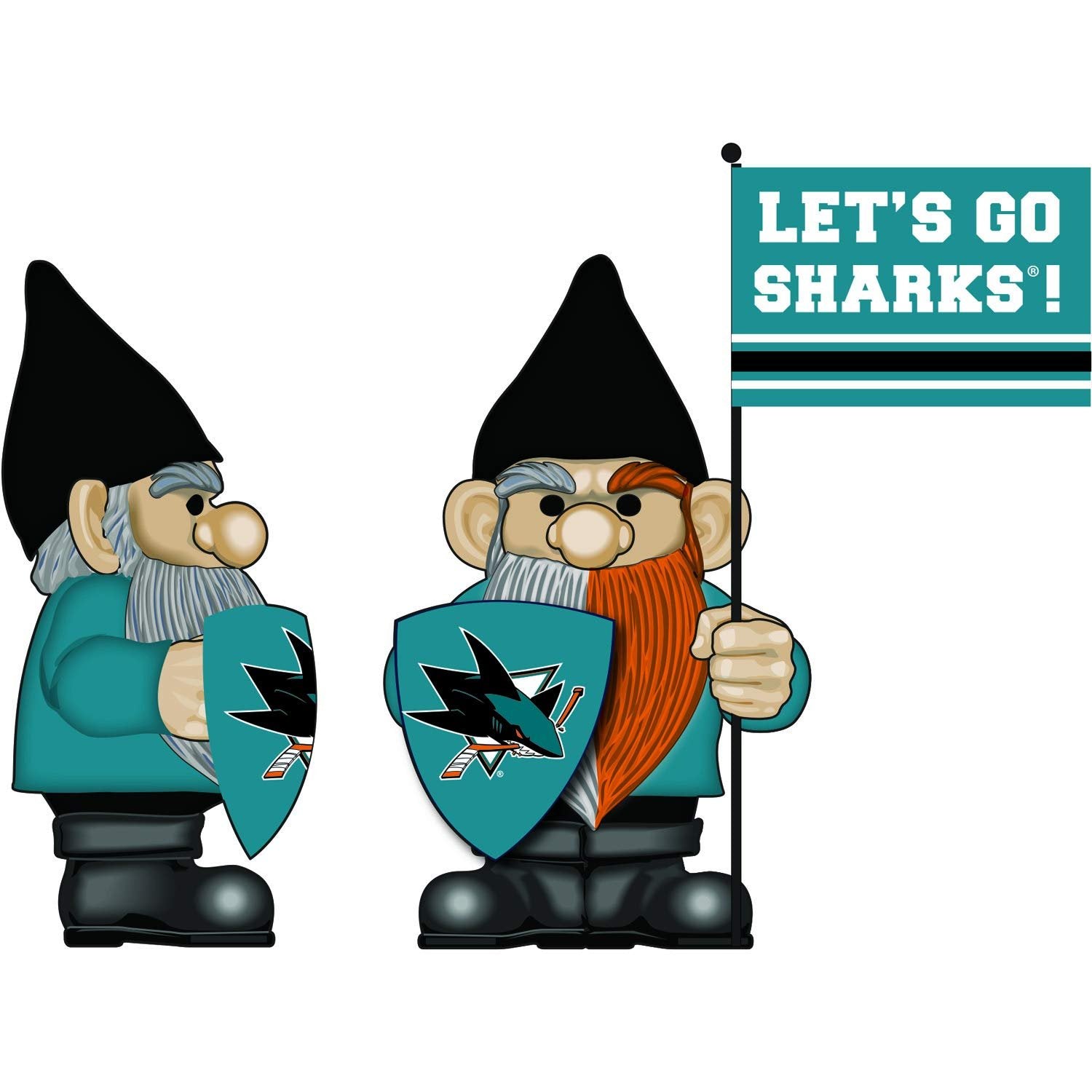 San Jose Sharks 10 Inch Outdoor Garden Gnome, Includes Team Flag