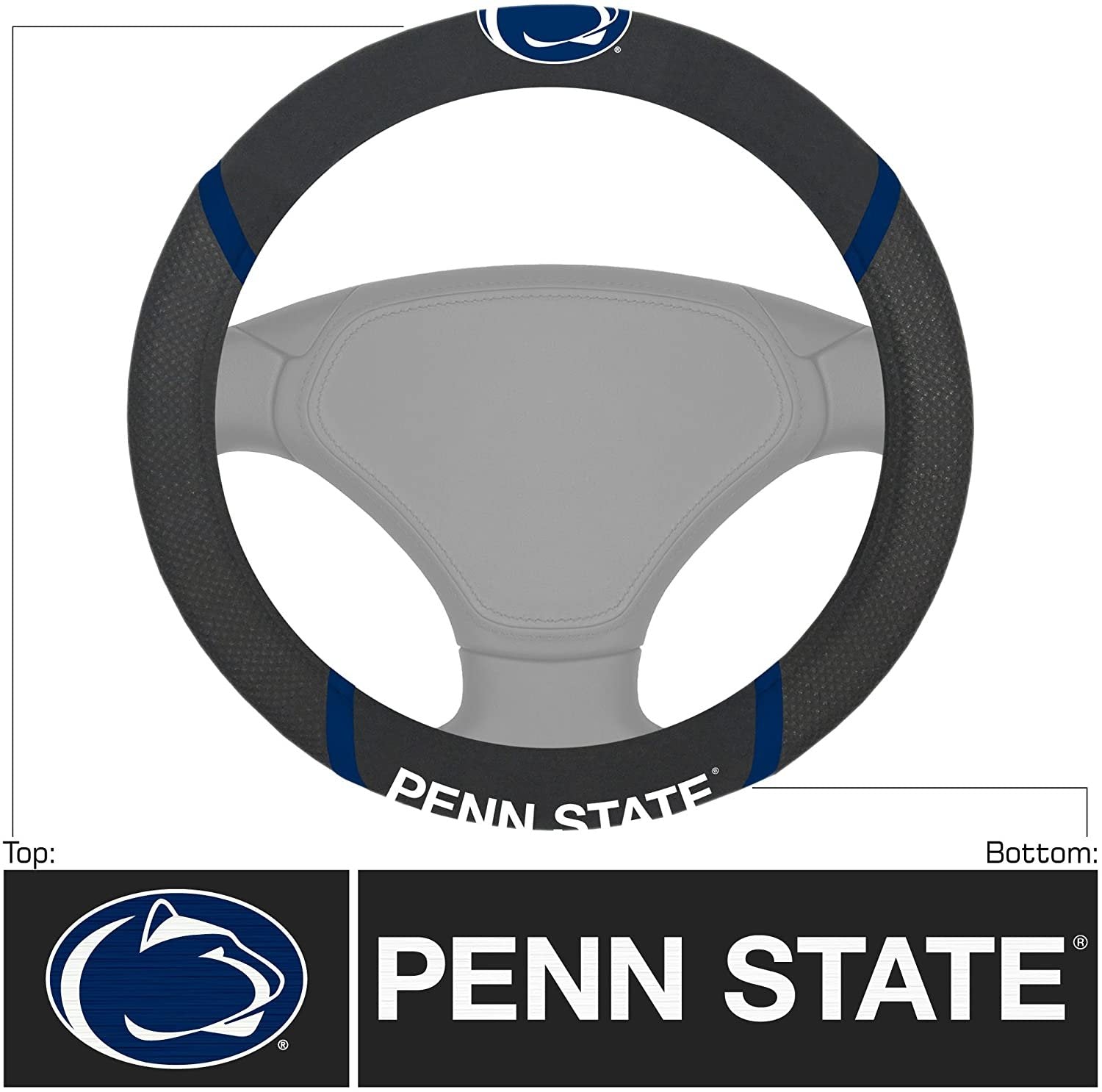 Penn State Nittany Lions Premium 15 Inch Black Emroidered Steering Wheel Cover University