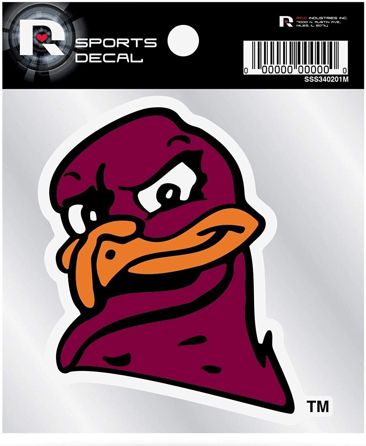 Virginia Tech Hokies Mascot Premium 4x4 Decal with Clear Backing Flat Vinyl Auto Home Sticker University of