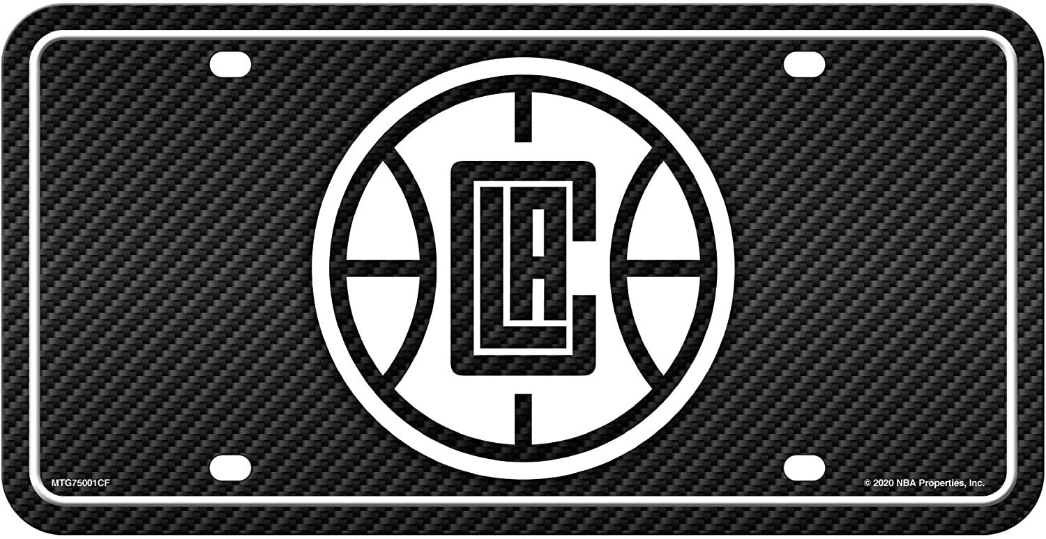Los Angeles Clippers Metal Auto Tag License Plate, Carbon Fiber Design, 6x12 Inch