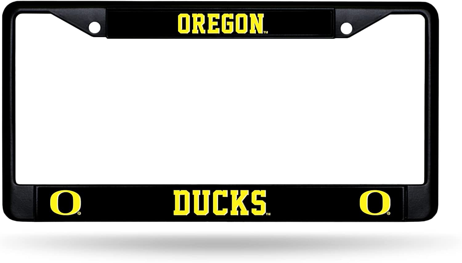 University of Oregon Ducks Black Metal License Plate Frame Chrome Tag Cover 6x12 Inch