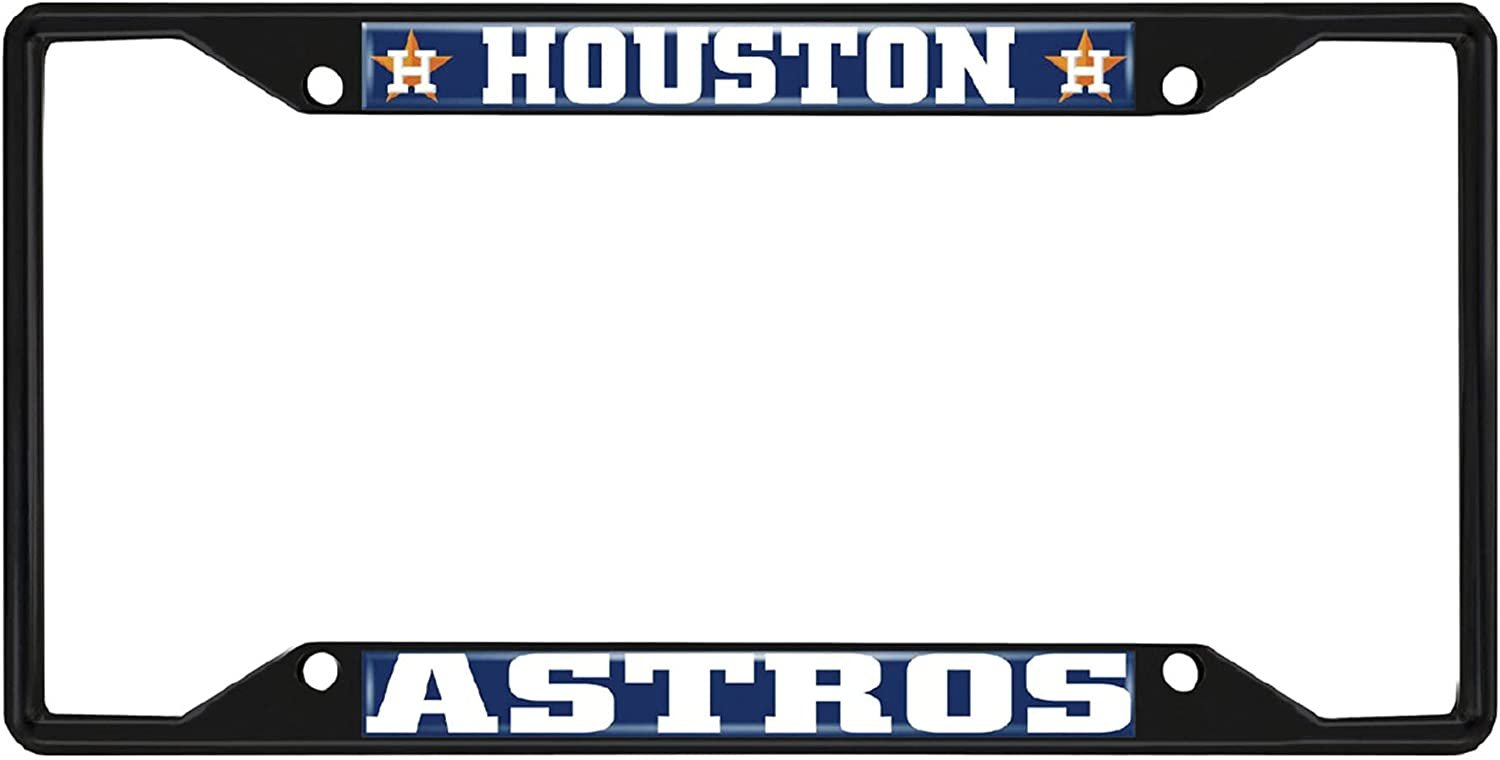 Houston Astros Black Metal License Plate Frame Tag Cover, 6x12 Inch