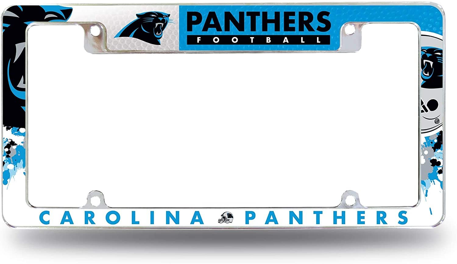 Carolina Panthers Metal License Plate Frame Tag Cover All Over Design Heavy Gauge