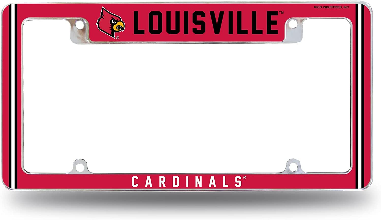University of Louisville Cardinals Metal License Plate Frame Chrome Tag Cover 12x6 Inch Alternate Design