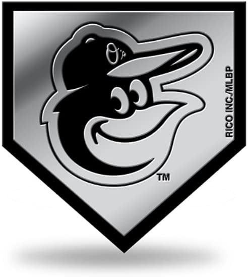 Baltimore Orioles Auto Emblem, Silver Chrome Color, Raised Molded Plastic, 3.5 Inch, Adhesive Tape Backing