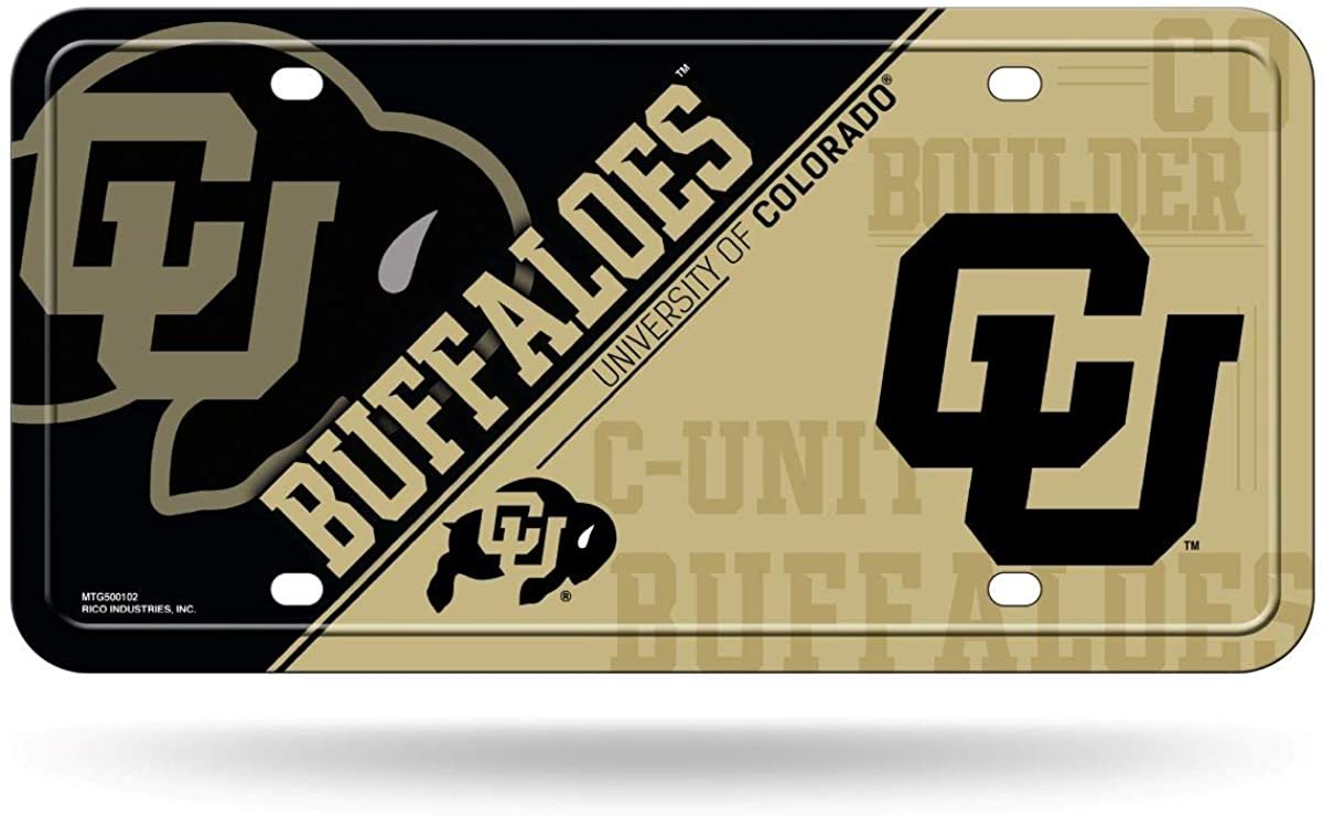 University of Colorado Buffaloes Metal Auto Tag License Plate, Split Design, 6x12 Inch