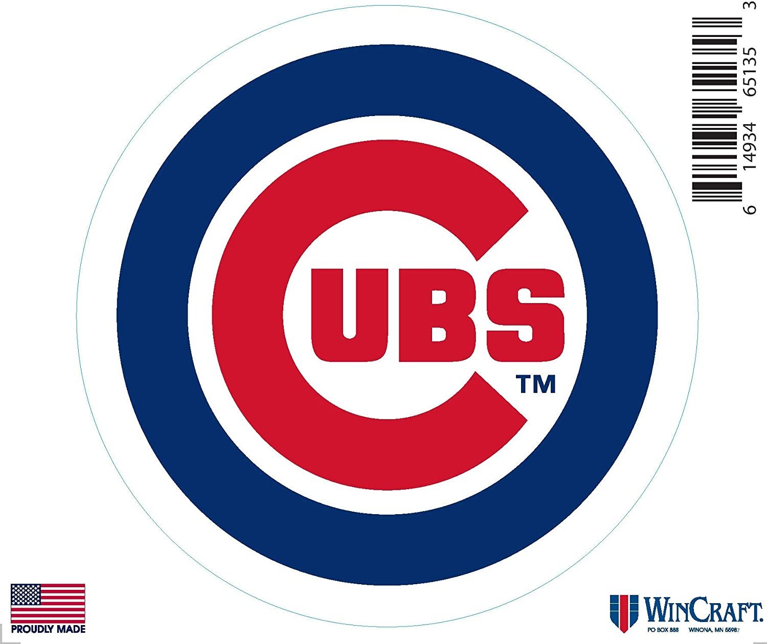 Chicago Cubs 6 Inch Decal Sticker, Flat Vinyl, Die Cut, Primary Design, Full Adhesive Backing