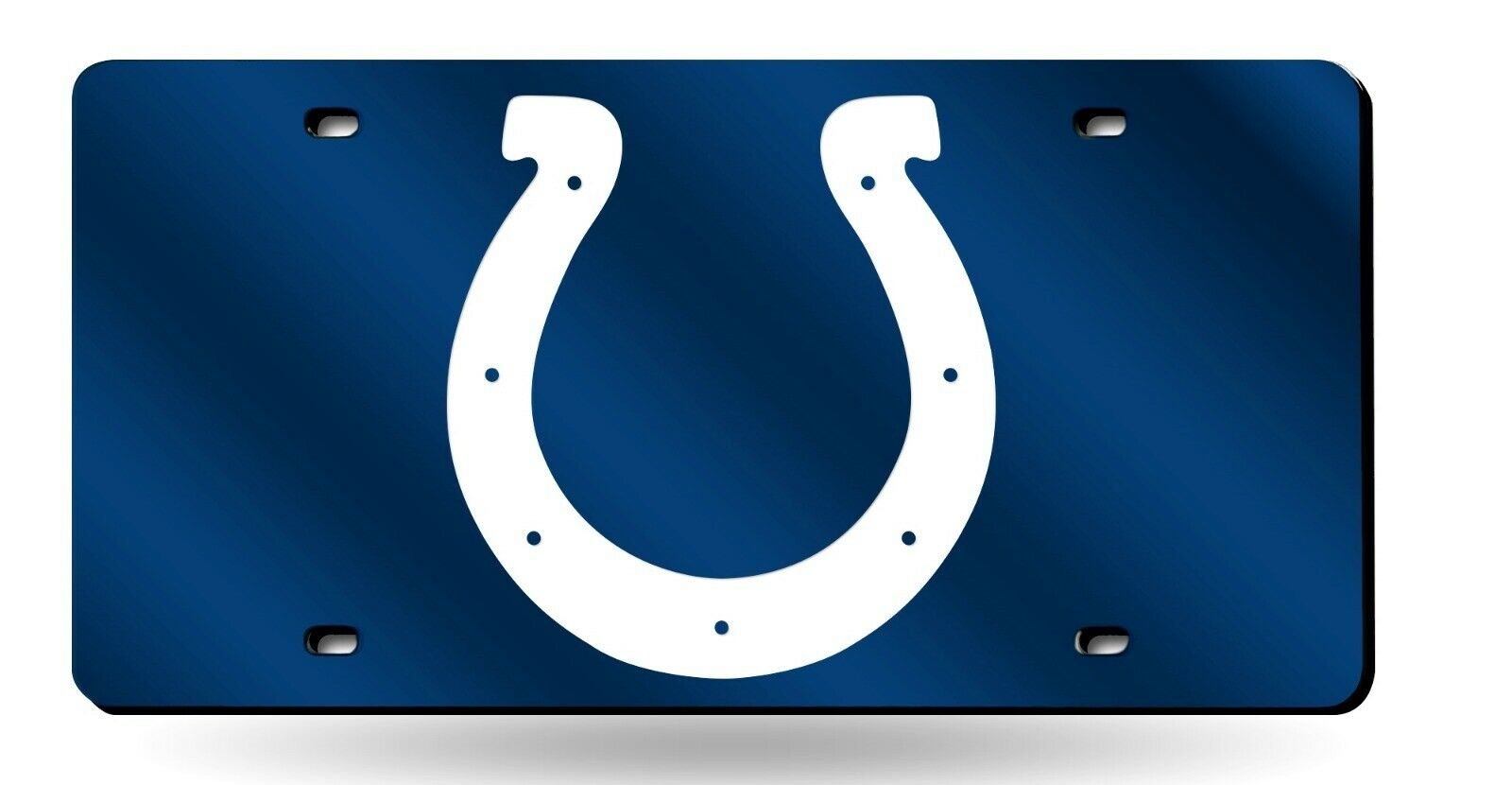 Indianapolis Colts Premium Laser Cut Tag License Plate, Blue, Mirrored Acrylic Inlaid, 12x6 Inch