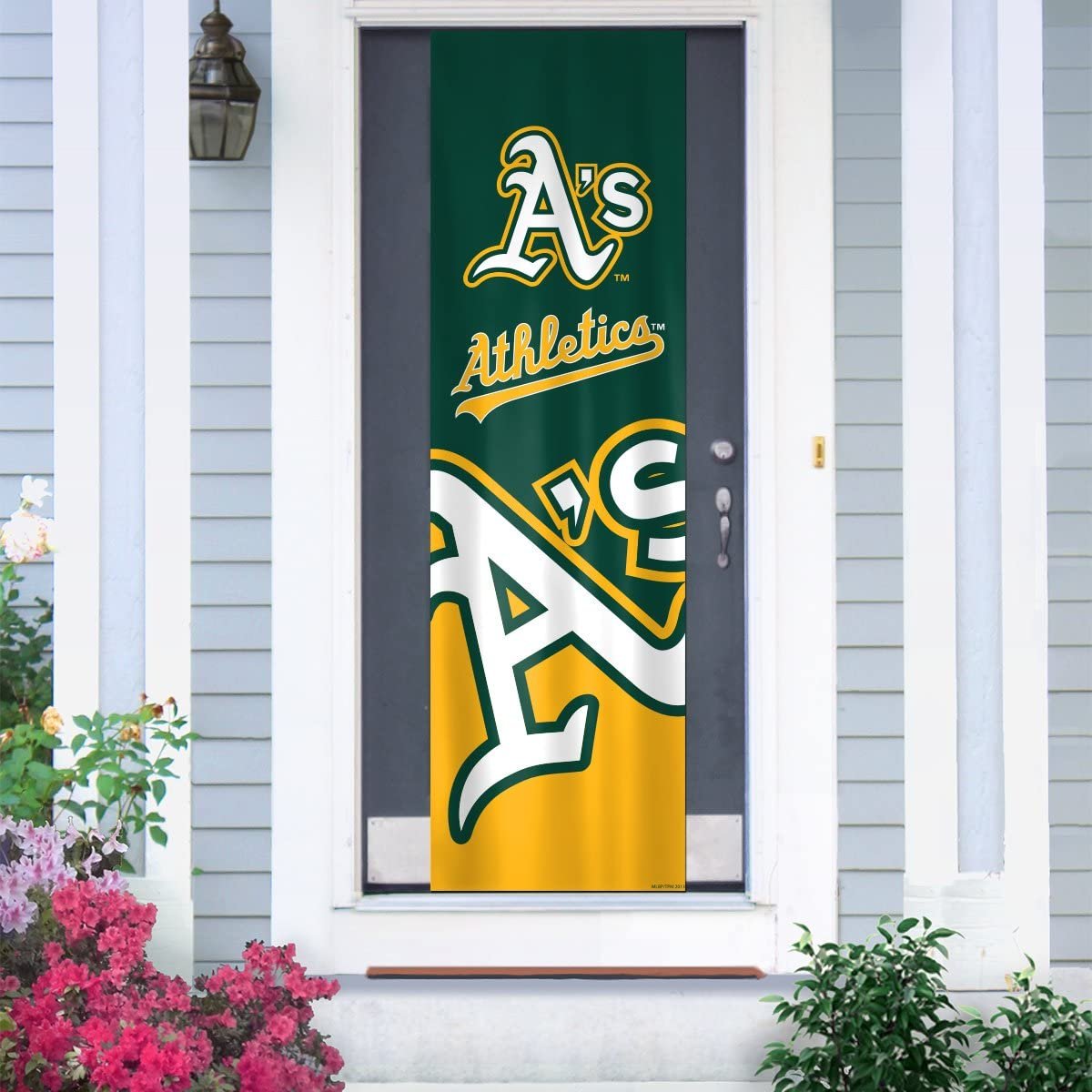 Oakland Athletics A's Door Banner Flag, 84 x 24 Inch, Elastic Straps on Back, House or Office