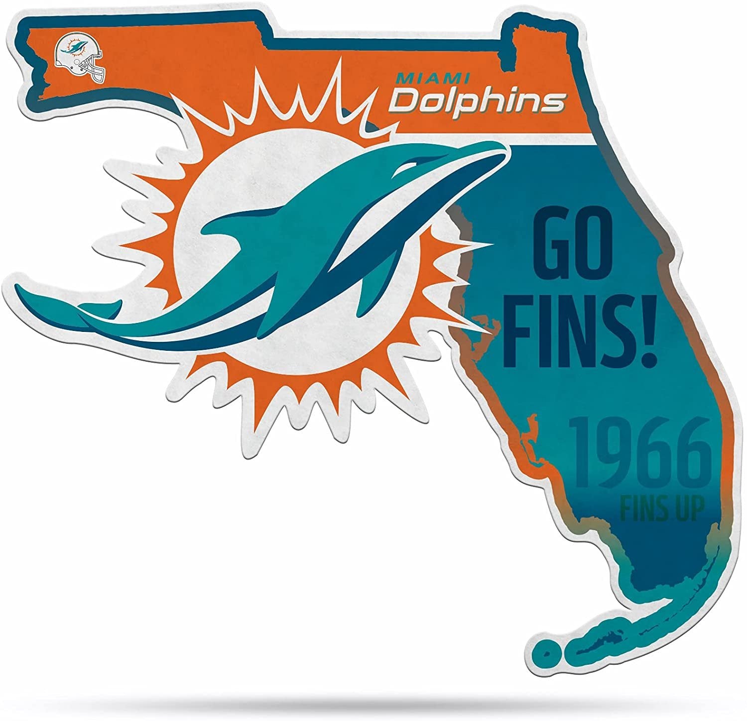 Miami Dolphins Pennant State Shape 18 Inch Soft Felt