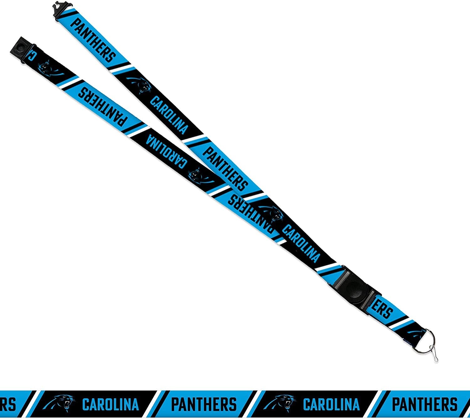 Carolina Panthers Lanyard Keychain Double Sided Breakaway Safety Design Adult 18 Inch