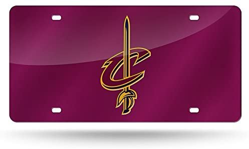 Cleveland Cavaliers Premium Laser Cut Tag License Plate, Red Mirrored Acrylic Inlaid, 12x6 Inch