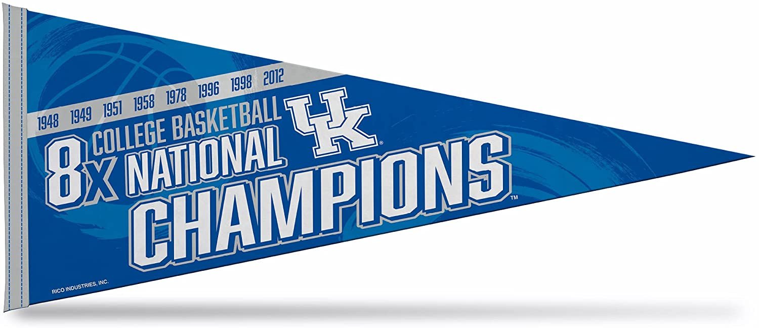 University of Kentucky Wildcats 8-Time Champions Soft Felt Pennant, 12x30 Inch