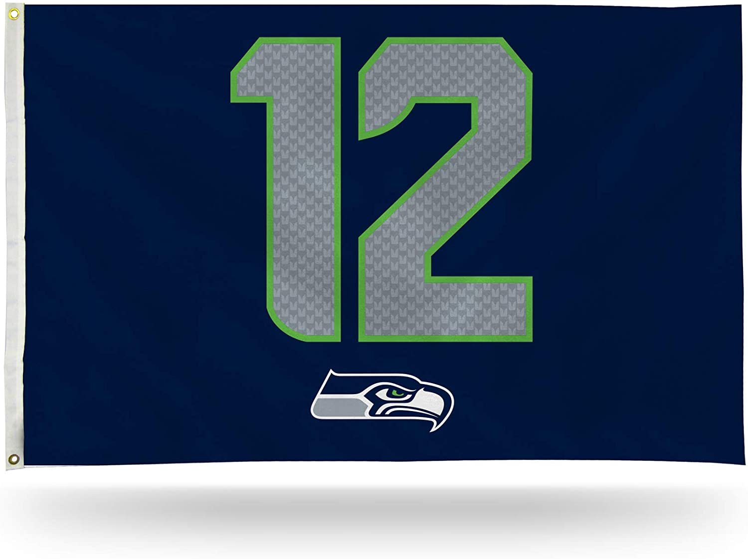 Seattle Seahawks Premium 3x5 Feet Flag Banner, 12th Man Jersey Design, Metal Grommets, Outdoor Indoor, Single Sided
