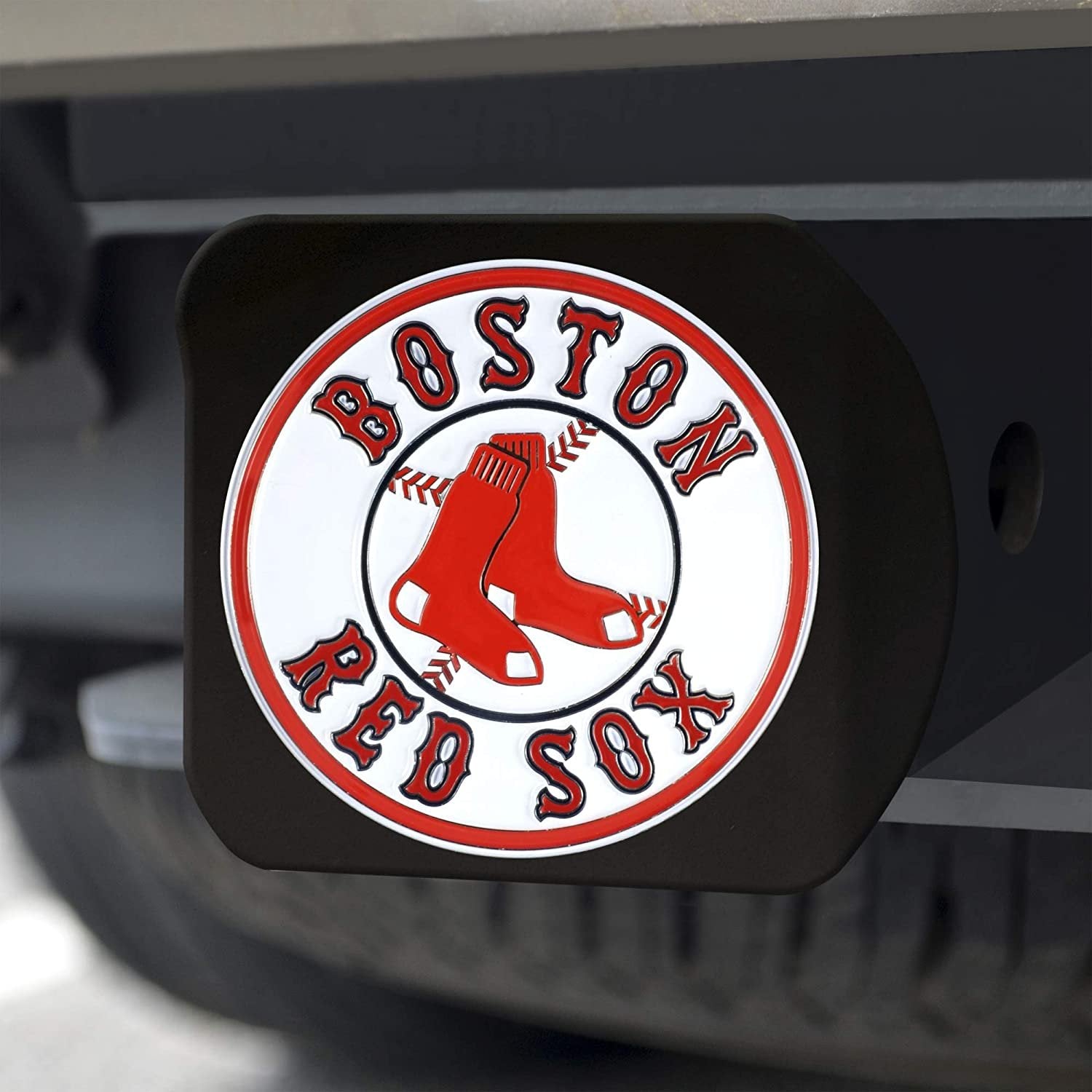 Boston Red Sox Hitch Cover Black Solid Metal with Raised Color Metal Emblem 2" Square Type III