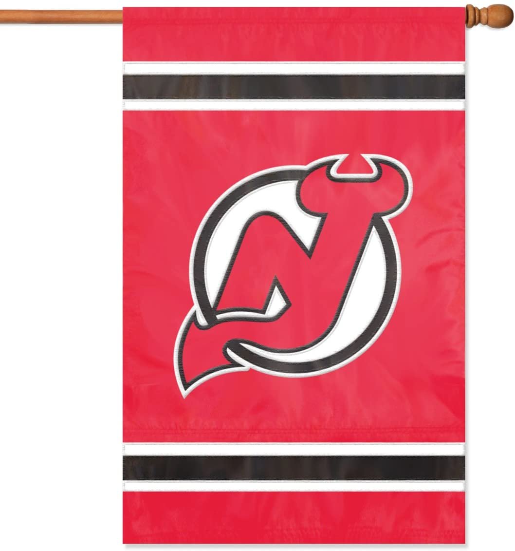New Jersey Devils Banner Flag Premium Double Sided Embroidered Applique 28x44 Inch