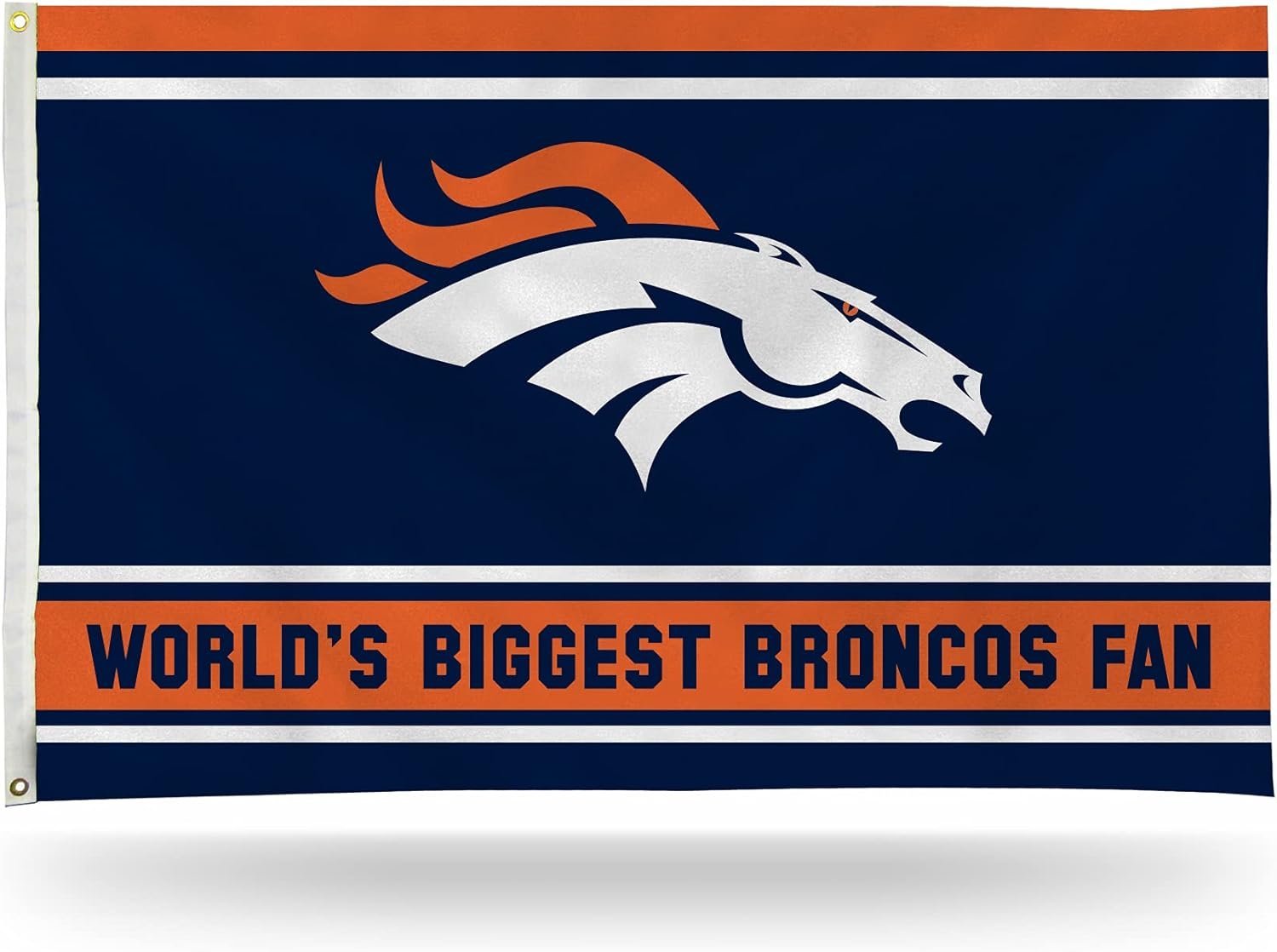 Denver Broncos 3x5 Feet Flag Banner, World's Biggest Fan, Metal Grommets, Single Sided, Indoor or Outdoor Use