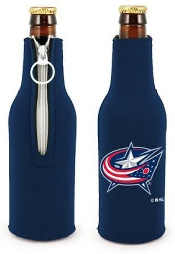 Columbus Blue Jackets Pair of 16oz Drink Zipper Bottle Cooler Insulated Neoprene Beverage Holder, Logo Design