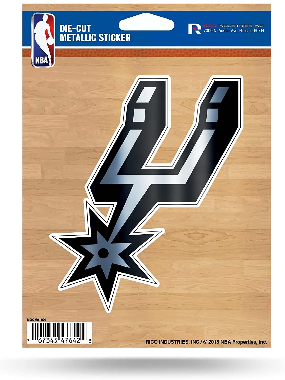 San Antonio Spurs 5 Inch Die Cut Decal Sticker, Metallic Shimmer Design, Full Adhesive Backing