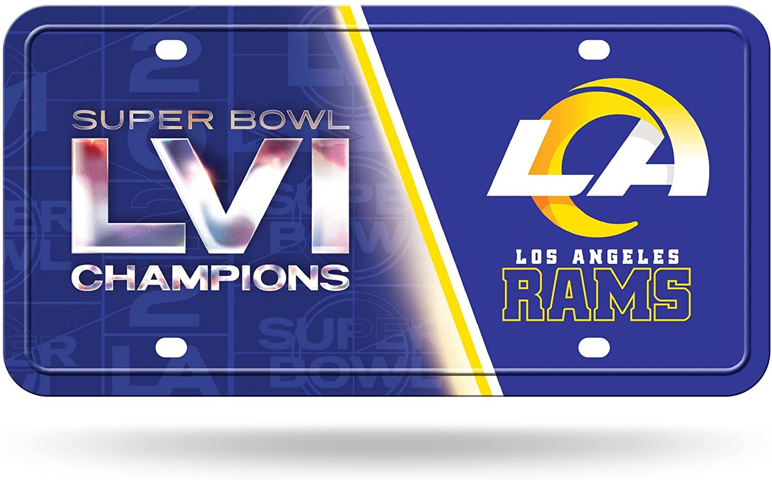 Los Angeles Rams Metal Auto Tag License Plate, 2022 Super Bowl LVI Champions, 6x12 Inch