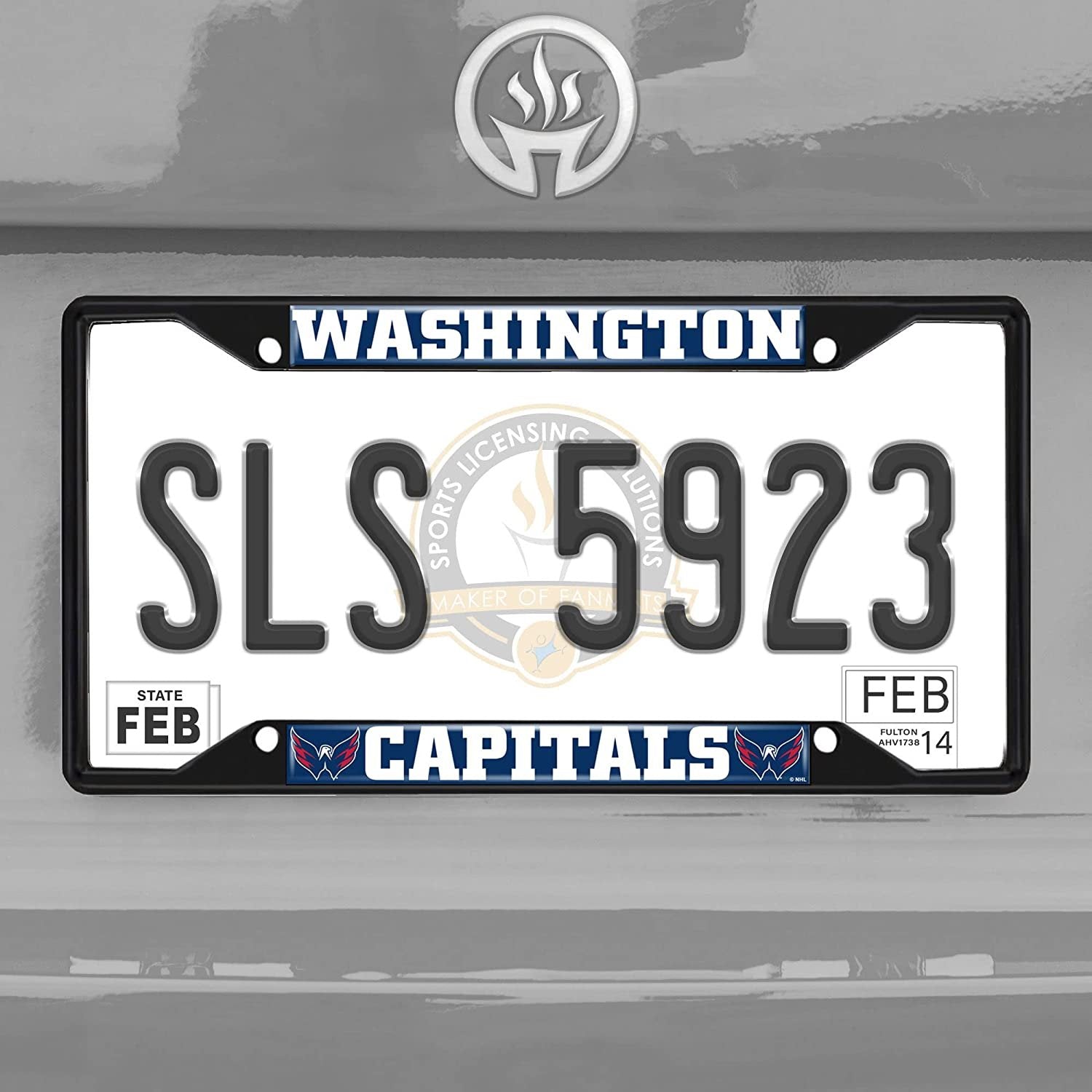 Washington Capitals Black Metal License Plate Frame Tag Cover, 6x12 Inch