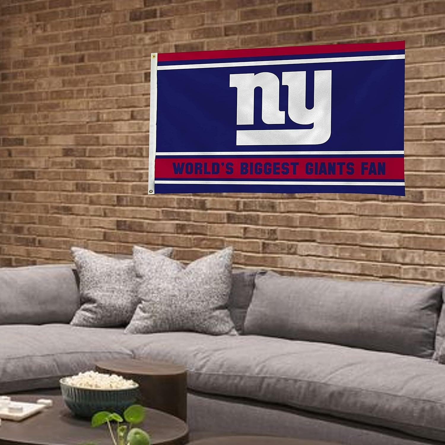 New York Giants 3x5 Feet Flag Banner, World's Biggest Fan, Metal Grommets, Single Sided, Indoor or Outdoor Use