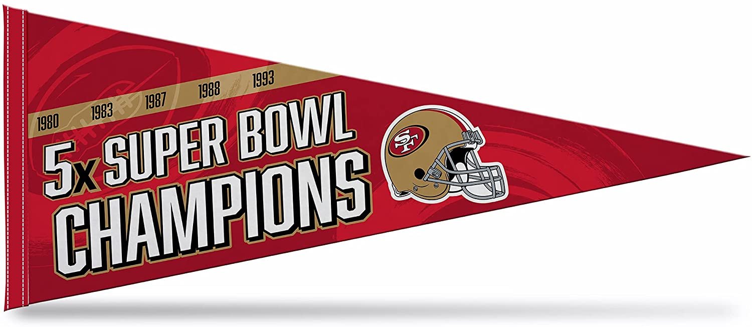 San Francisco 49ers 5-Time Super Bowl Champions Soft Felt Pennant, 12x30 Inch